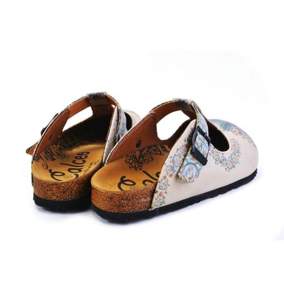 SOLD OUT - Goby Shoes - White & Blue Floral T-Strap Mule - Picture 5 of 5